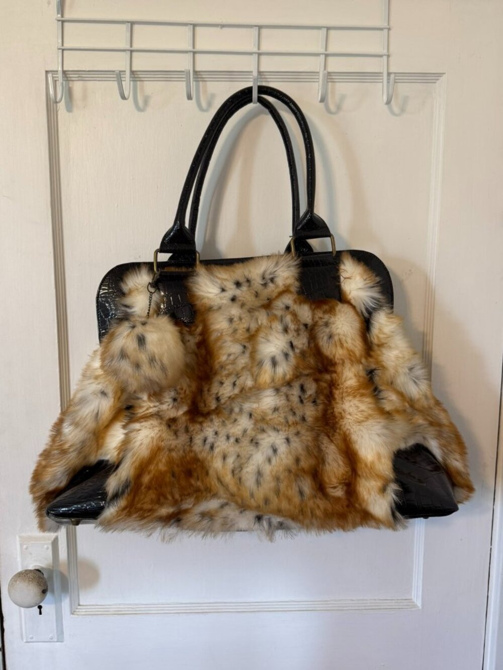 Pamela McCoy Faux Fox Fur Large Tote. New with tags.